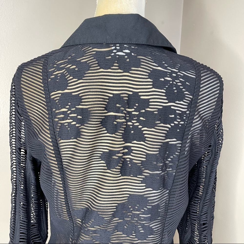 Vintage Women’s Sz M Black Sheers Top Button Up - Picture 9 of 16